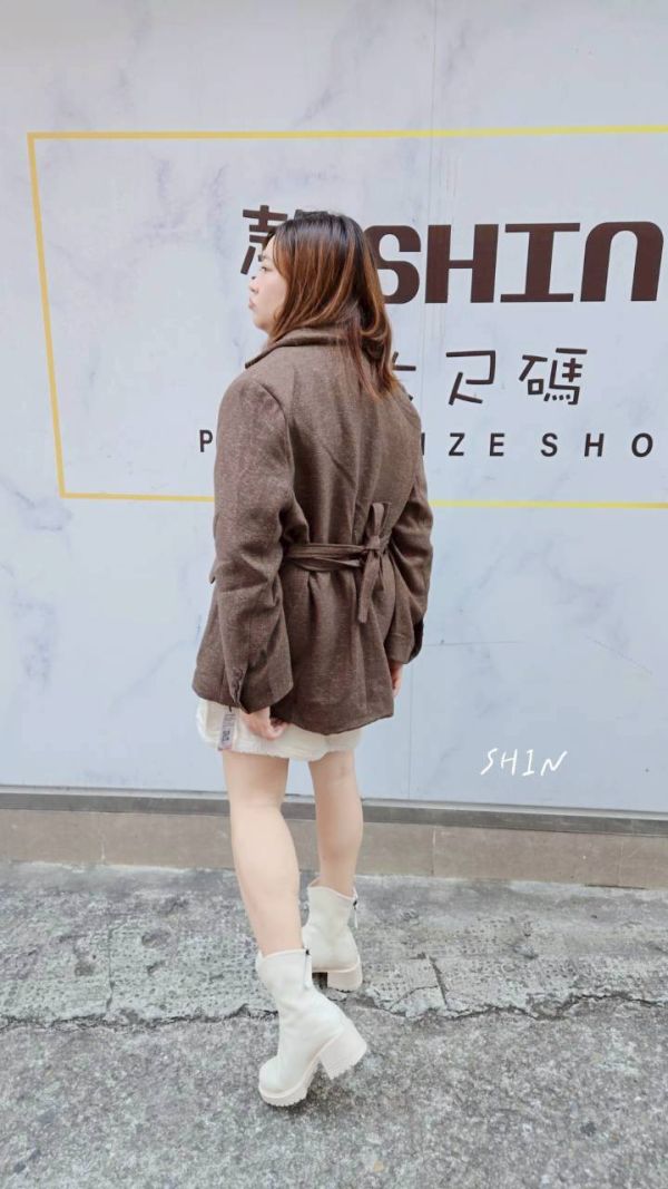 銀線繫帶設計西裝外套(咖/灰) 