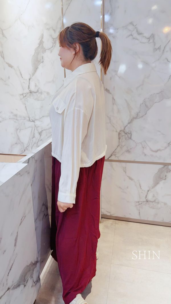 短版縮腰設計襯衫(黑/淺灰/杏) 