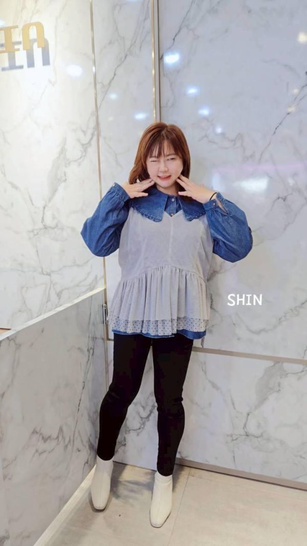 拼接吊帶網紗背心(灰/杏) 