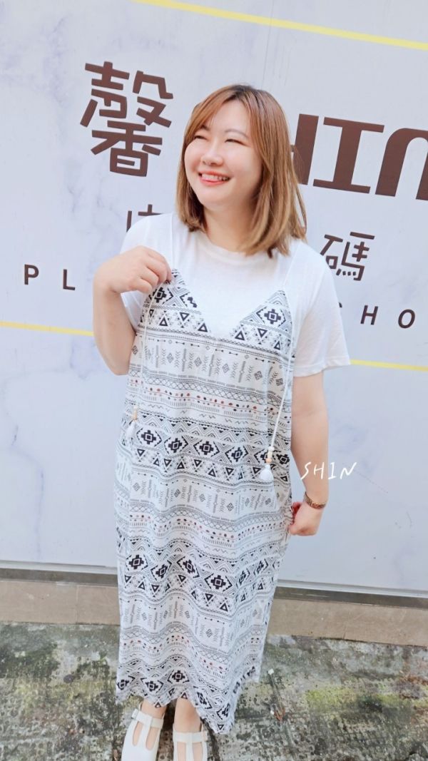 波西米亞風假兩件洋裝 