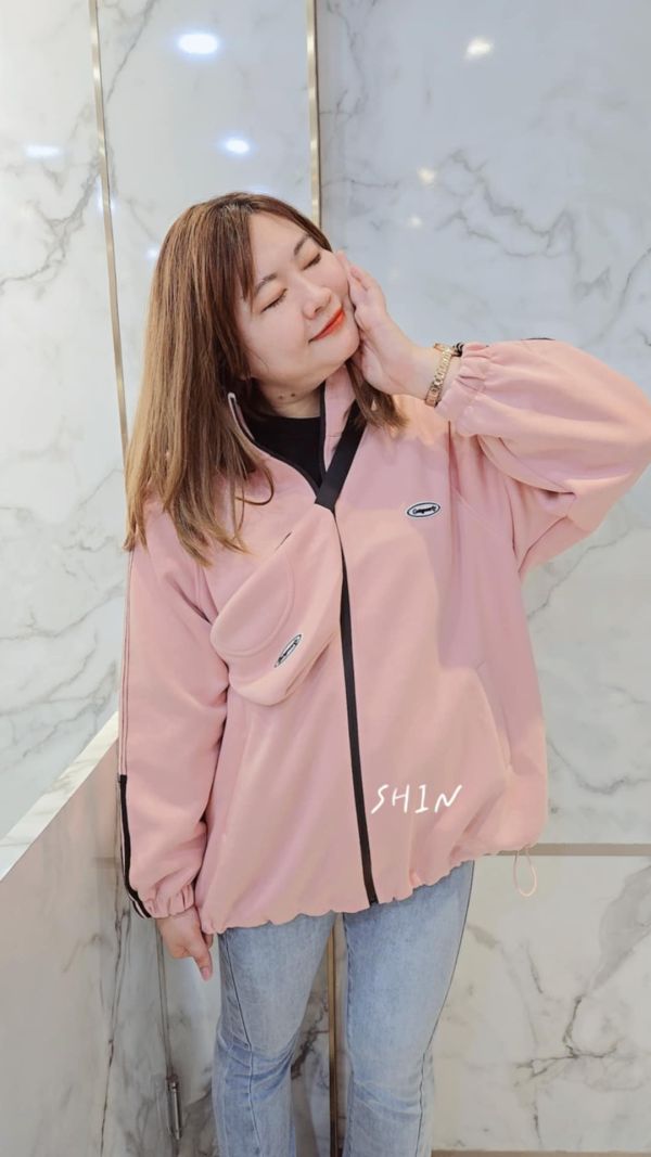 運動風外套(附包包)(粉/灰/白/黑) 