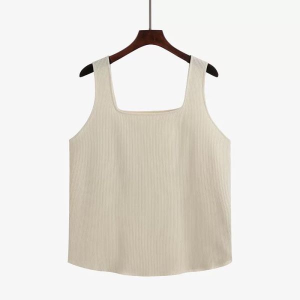 羅紋針織背心(黑/杏/條紋) 