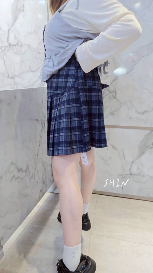 格子高腰百摺褲裙(黑格/咖格/藍格) 