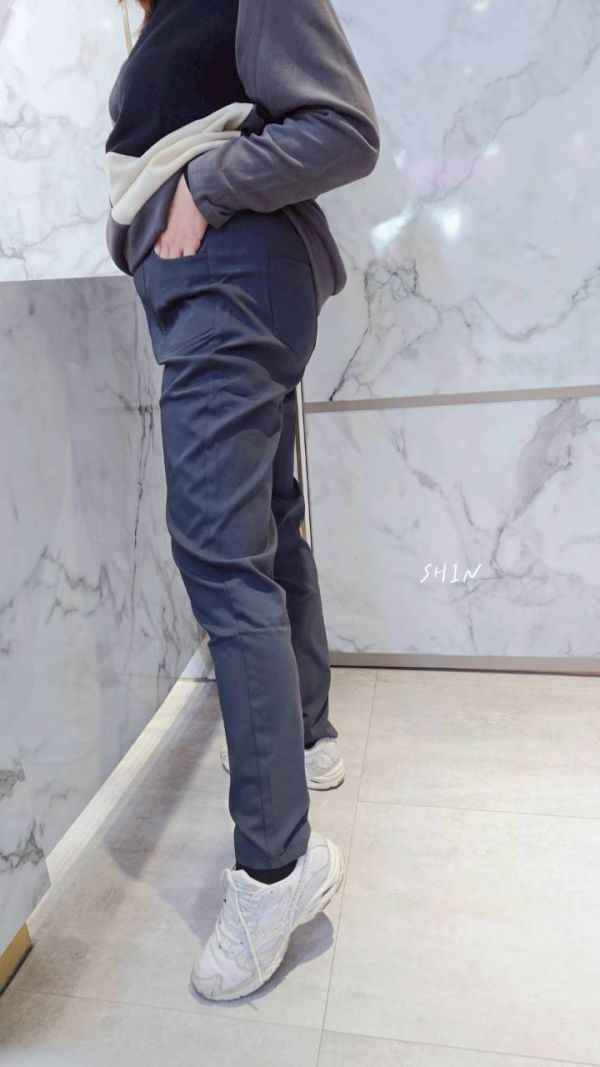 腰釦小刷毛工作褲(灰/黑) 