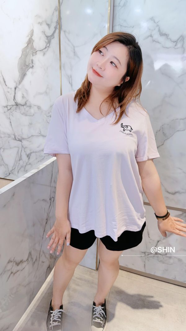 涼感V領小象T(黑/咖灰/粉紫) 