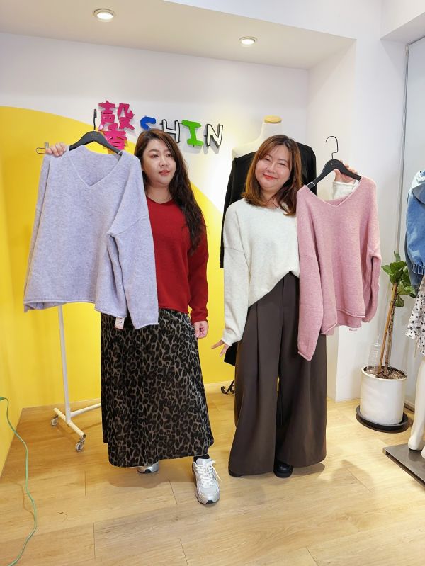 彩色的V領毛衣(淺灰/紅/粉/紫/杏) 