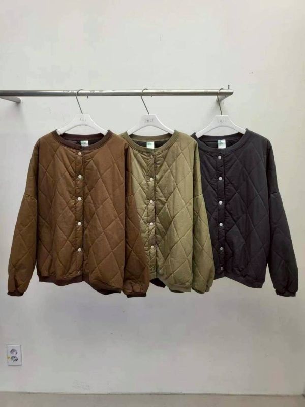 KOREA格菱紋小鋪棉外套(深灰/咖啡/軍綠) 