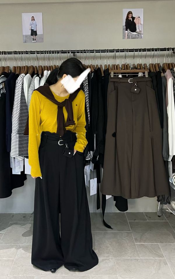 超挺布大家都愛的配腰帶西裝褲(咖/黑) 