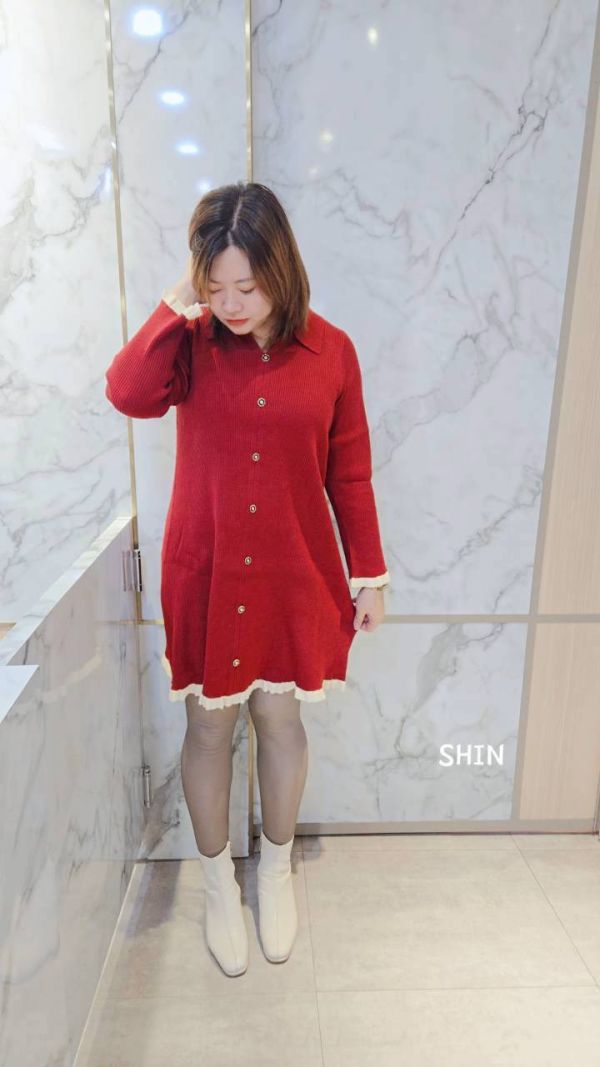 新年必買溫柔羅紋針織滾邊短洋 