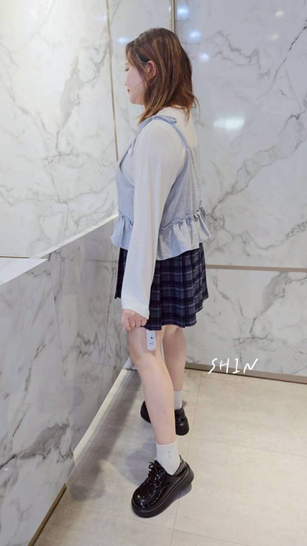 兩件式可愛上衣(藍/粉) 