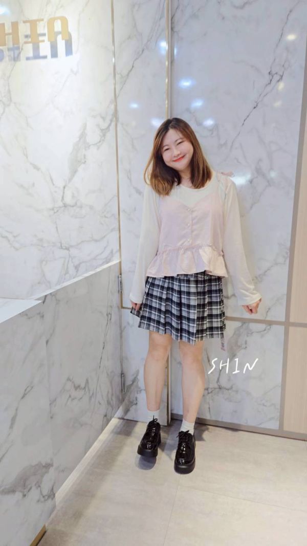 兩件式可愛上衣(藍/粉) 