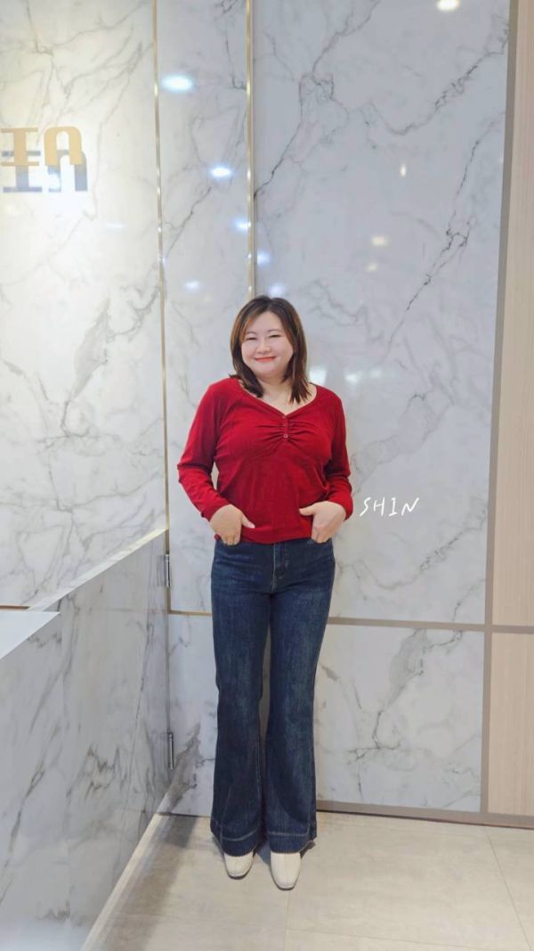 胸前小抓摺V領上衣(黑/灰/紅/白) 