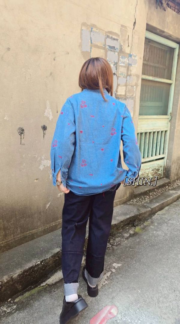 愛心熊熊牛仔襯衫 