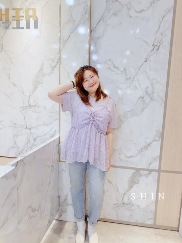 日系漂漂碎花背心上衣組(黑/藍/黃/紫) 