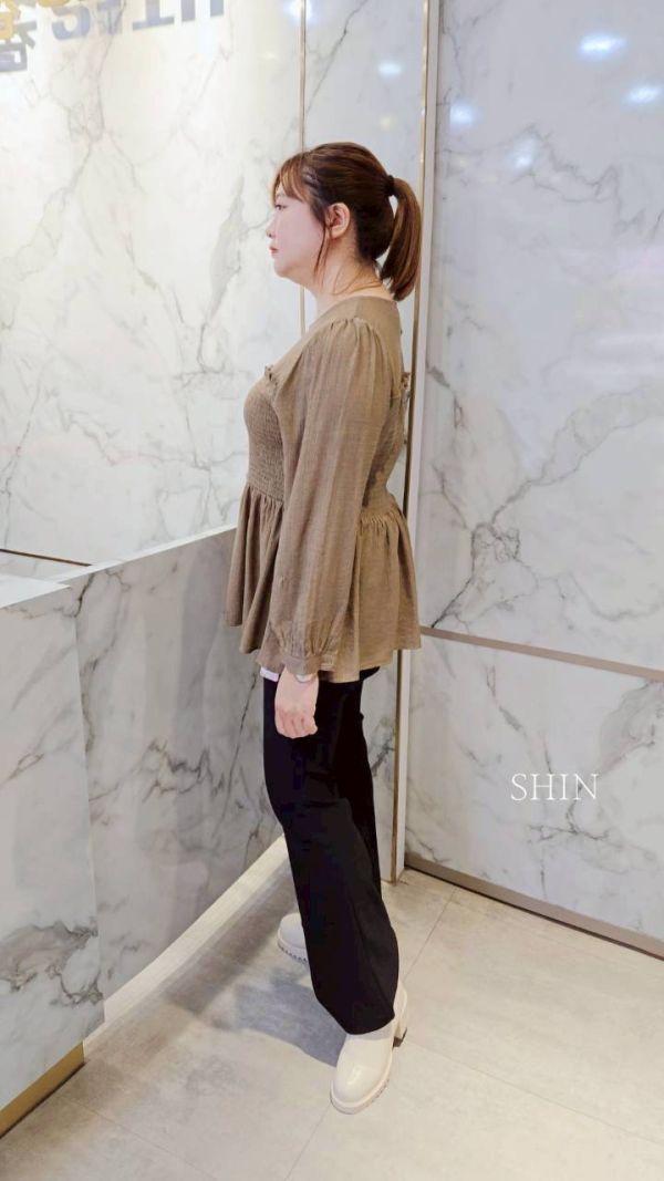 KOREA鬆緊胸上衣(咖/黑) 