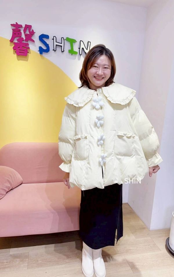 韓版花朵甜美棉衣外套 