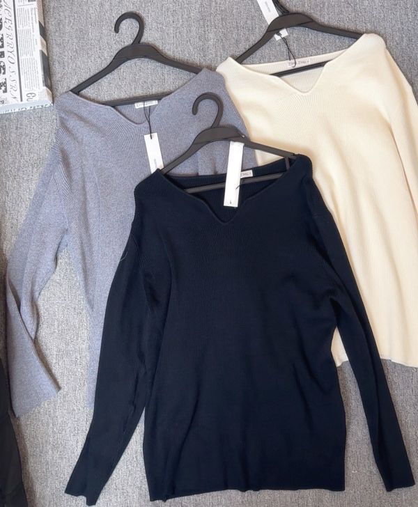 V領羅紋針織毛衣(黑/咖/杏/紅/淺灰) 