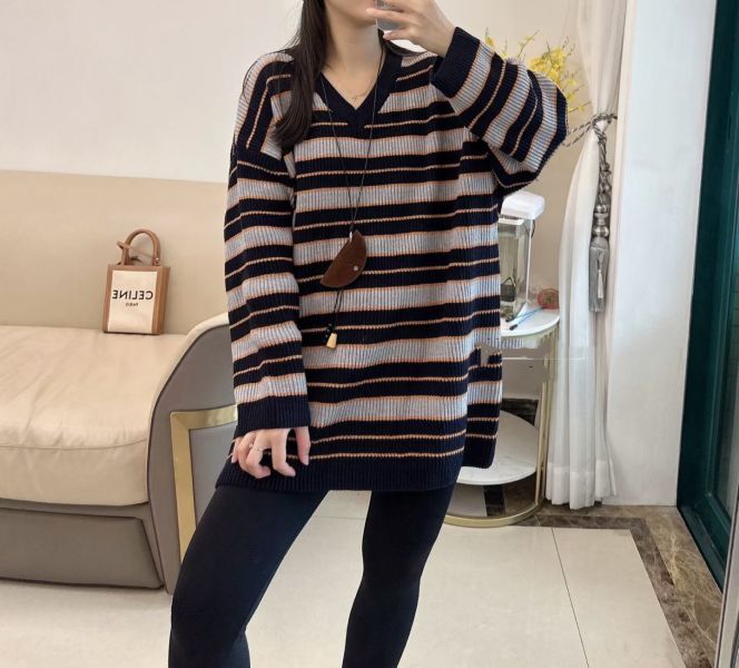 經典V條紋彈力針織衣(咖/藏藍/高級灰) 