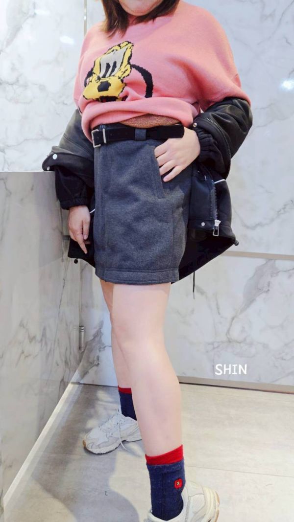 小姐姐毛呢短裙(黑/深灰) 