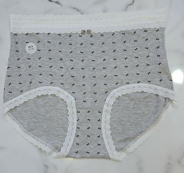 滿版蝴蝶結滾蕾絲加大內褲(白/深灰/紫/淺灰) 