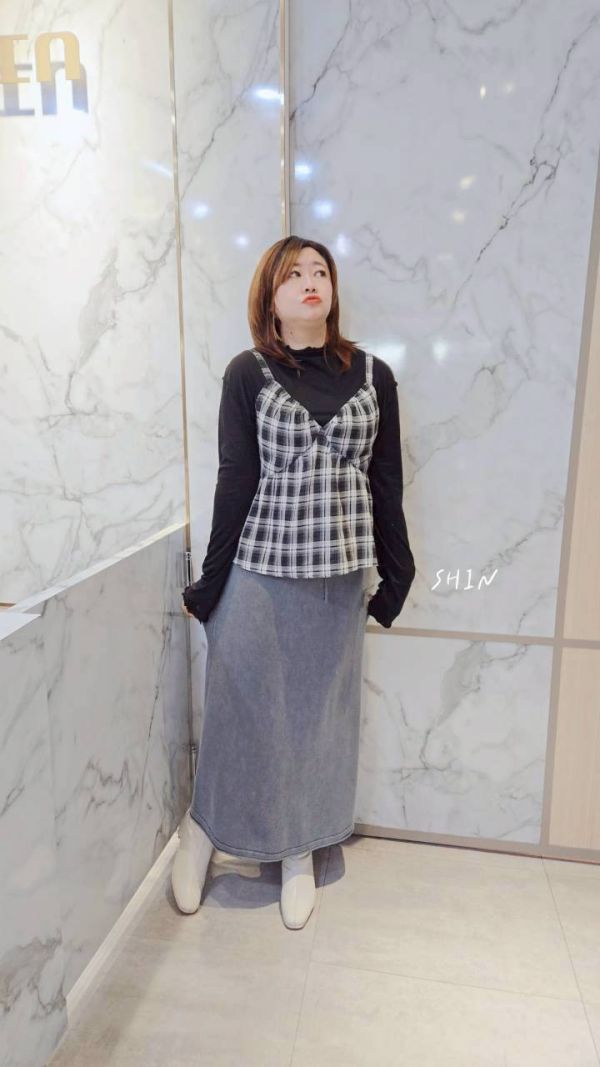 水洗感設計針織長裙 