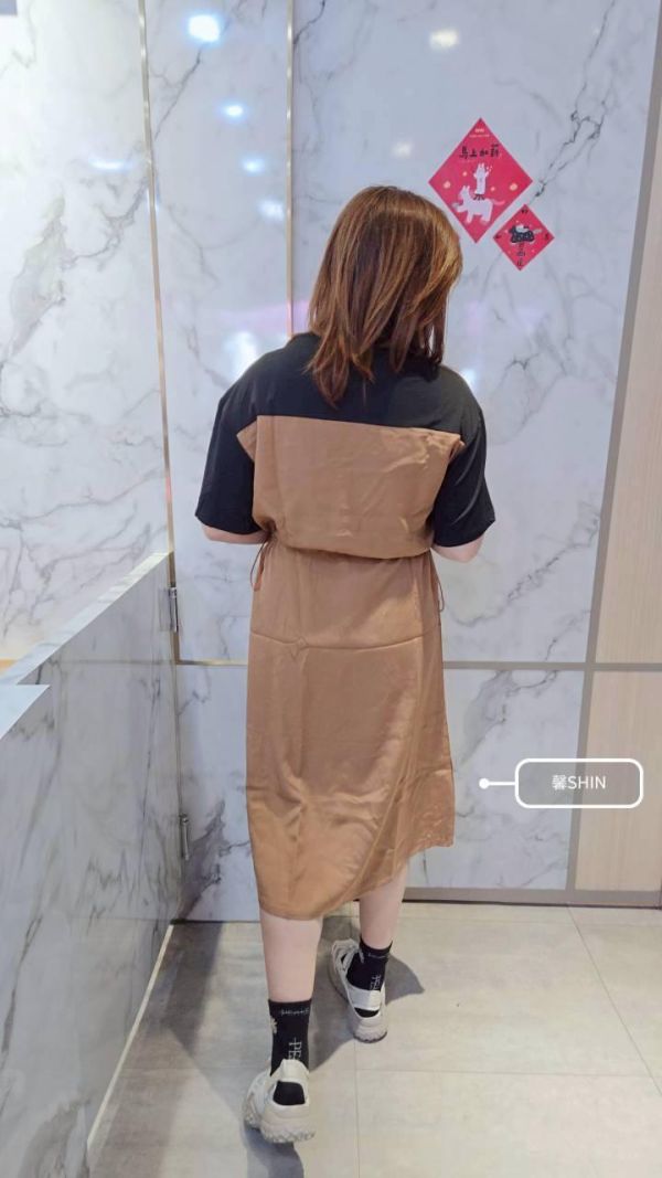 基本必須擁有假兩件吊帶長版(深藍/卡其) 