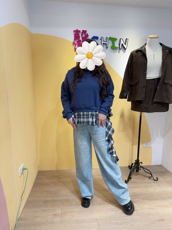 格子下擺大學T(藍格/紅格) 