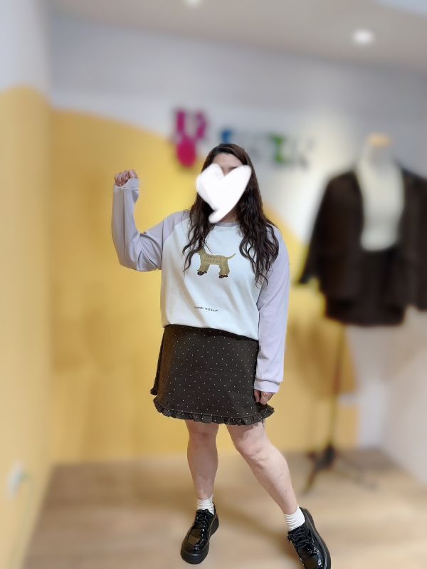 拼色袖小狗T(白/深灰) 