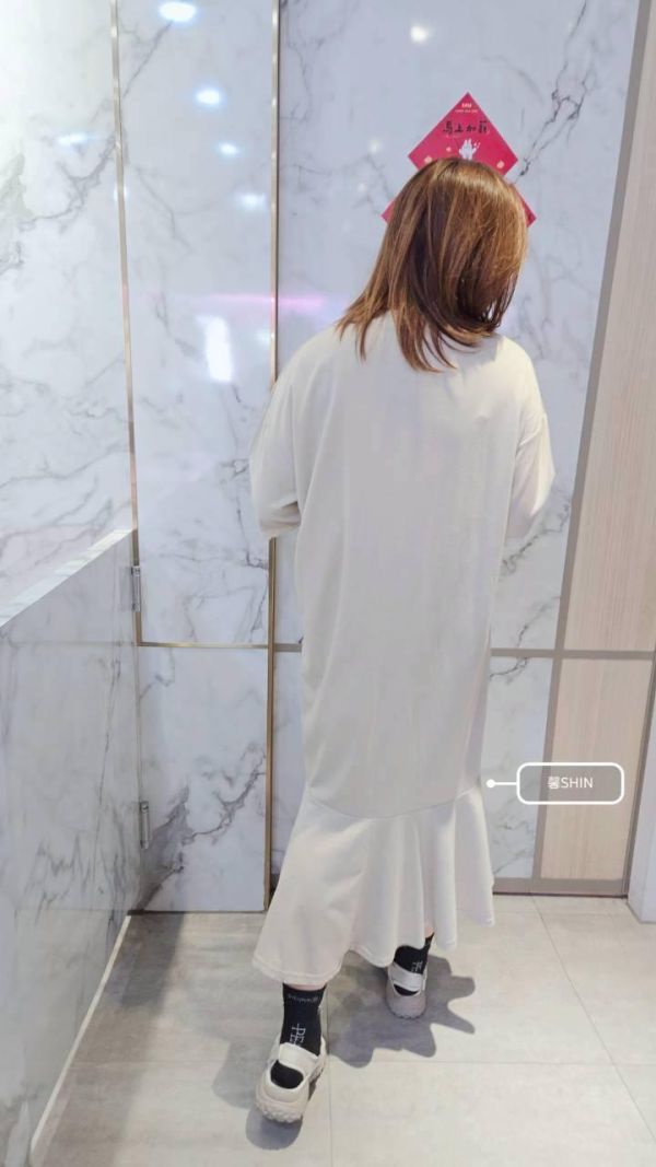 棉質手滾邊長版魚尾洋(黑/杏) 