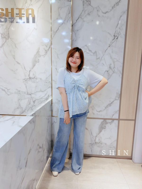 日系漂漂碎花背心上衣組(黑/藍/黃/紫) 