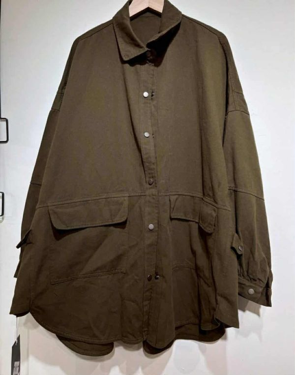 下雙口袋排釦襯衫(咖/杏/綠) 