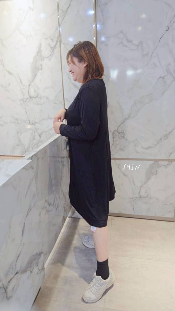 長袖莫代爾睡衣(黑/藍) 