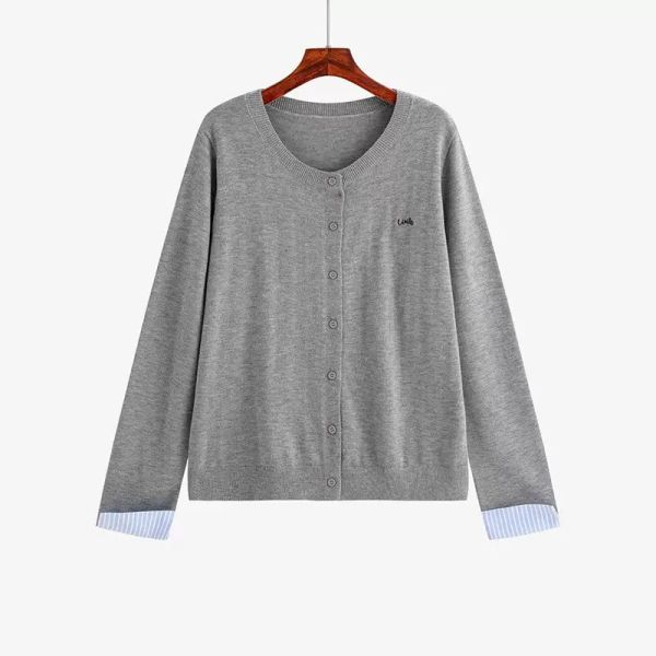 學院風針織外套(灰/藍) 