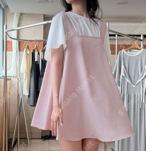 正韓那麼可愛的糖果背心短洋（粉/芥黃/灰） 