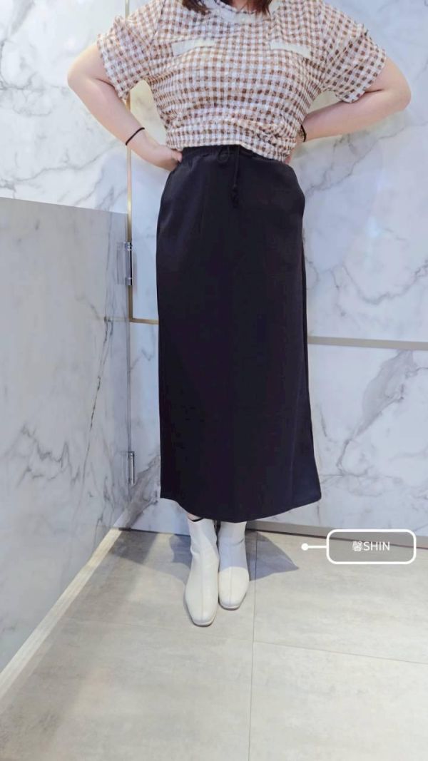 太空棉綁帶長裙(黑/咖) 