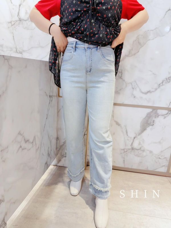 反折不修邊褲腳奶奶褲 