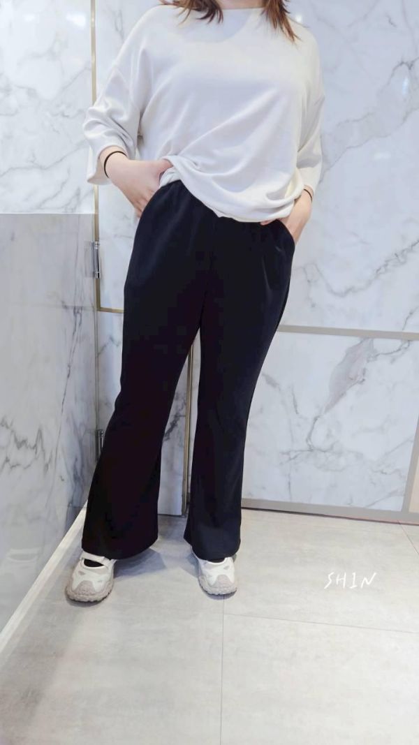 棉花糖女孩必備太空棉喇叭彈性褲 