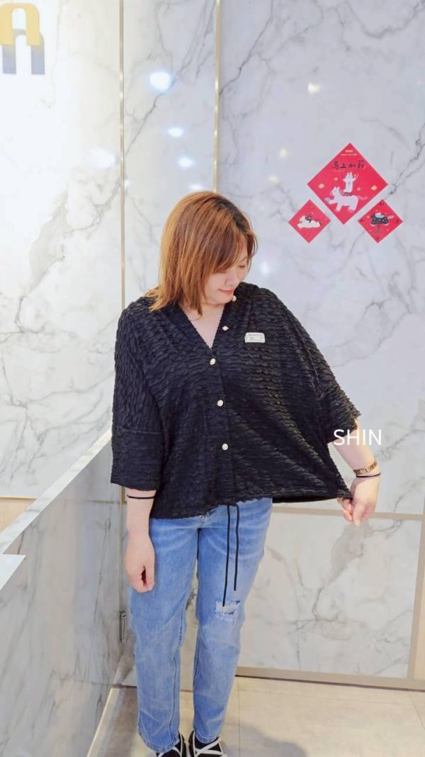 橫波紋布標連帽衫(黑/白) 