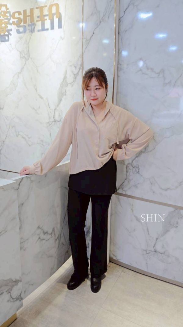 連帽雪紡罩衫(藕粉/卡其/灰/黑) 