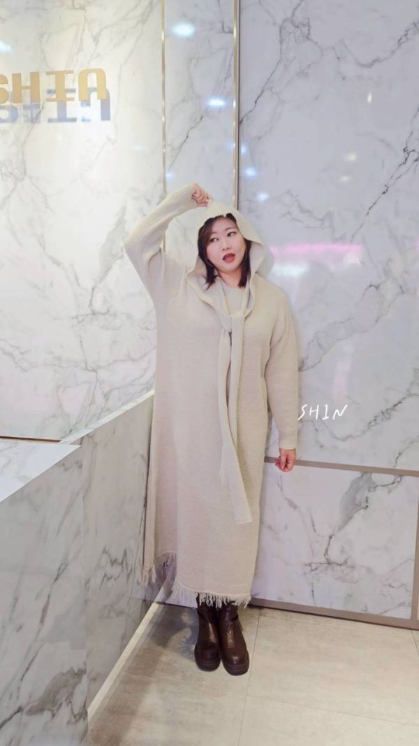 附帽批巾顯瘦流蘇針織洋(杏/粉紅/黑) 