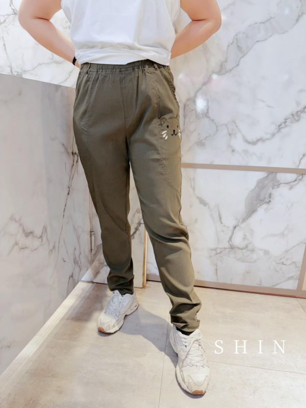 心心念念夏季最愛左貓貓涼感工作褲(黑/軍綠) 