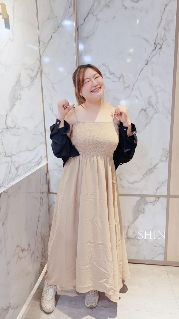 水水平口雪紡連身洋裝(卡其/深灰/酒紅/黑) 