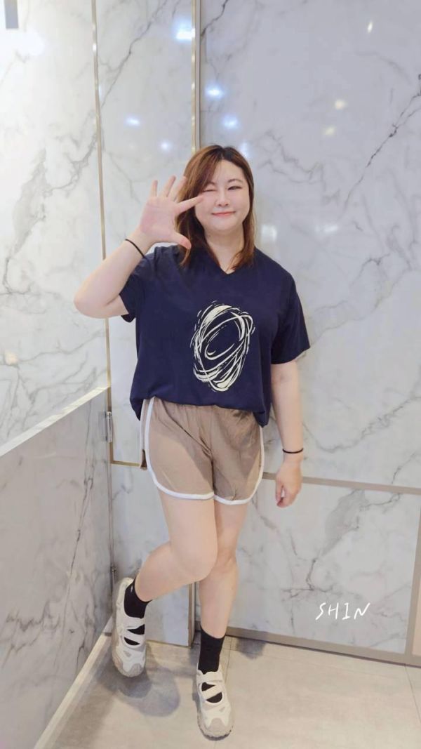 線條圈窩竹節棉T(深藍/灰) 