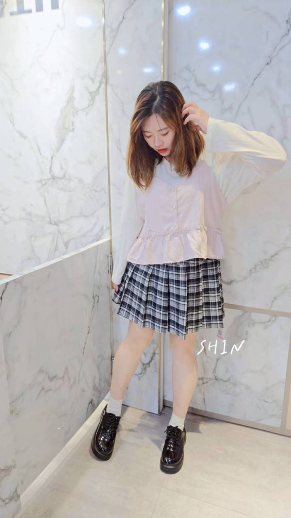 兩件式可愛上衣(藍/粉) 