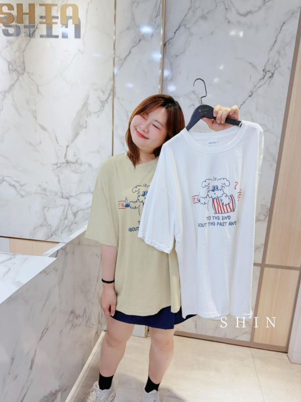 線條小狗T(白/芋粉/黑/深黃/奶灰) 