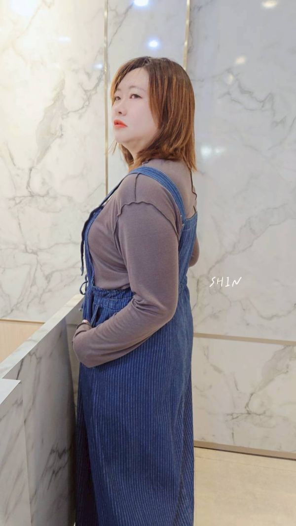 日系直紋牛仔吊帶洋 