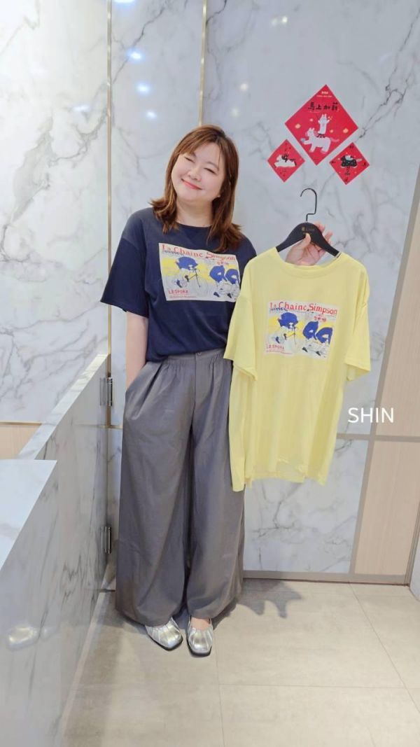 竹節棉復古單車印大T(黃/灰/白/藍) 