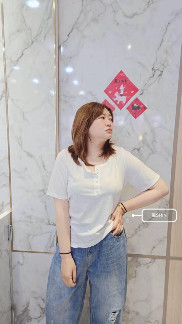 涼感棉排釦上衣(白/粉/黑) 