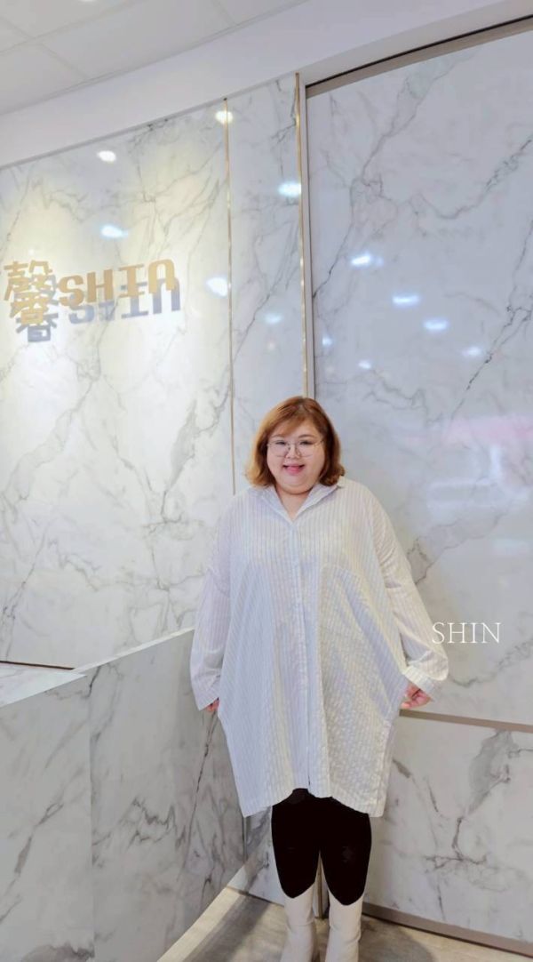 細條反摺領釦襯衫 