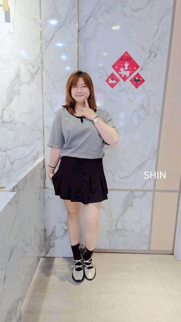 假兩件V造型上衣(灰/黑/紅) 